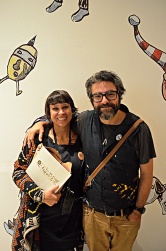 Bebel Abreu e Liniers pouco antes de começar a sessão de autógrafos.